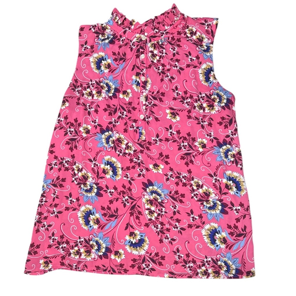 Loft Floral Ruffle Mixed Media Shell Sleeveless Blouse in Women’s Size S